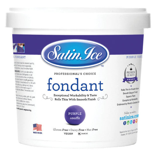 Purple Colored and Vanilla Flavored Fondant in a 2 Pound Container