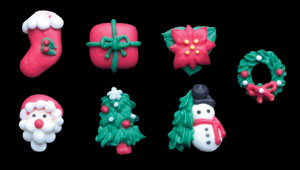 Royal Icing Christmas Assorted Shapes 7 per pack