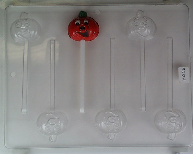 Pumpkin W/crooked Smile Chocolate Lollipop Mold