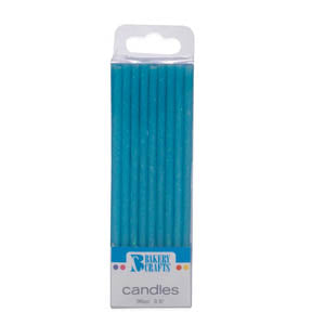 Slim Glitter Blue Candles 24/pkg