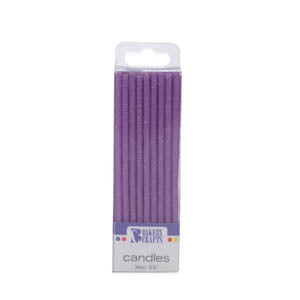 Slim Glitter Purple Candles 24/pkg