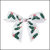 3 1/2" Pre-tied Holly Satin Bow 5/pkg