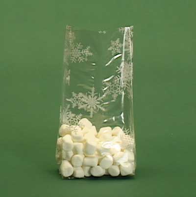 Snowflake Patterned Small Cello Treat Bag - 3.5" X 7.5" x 2"