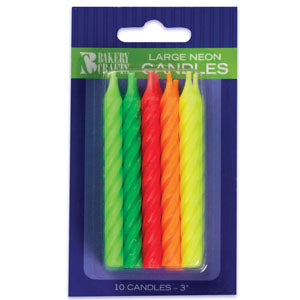 Neon Candles Assorted 3" 10/pkg
