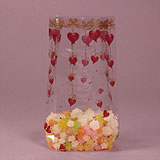 Ribbon Heart Patterned Medium Cello Treat Bag - 4" x 9.5" x 2.5"