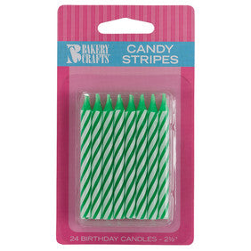 Striped Candle Green 24/pkg