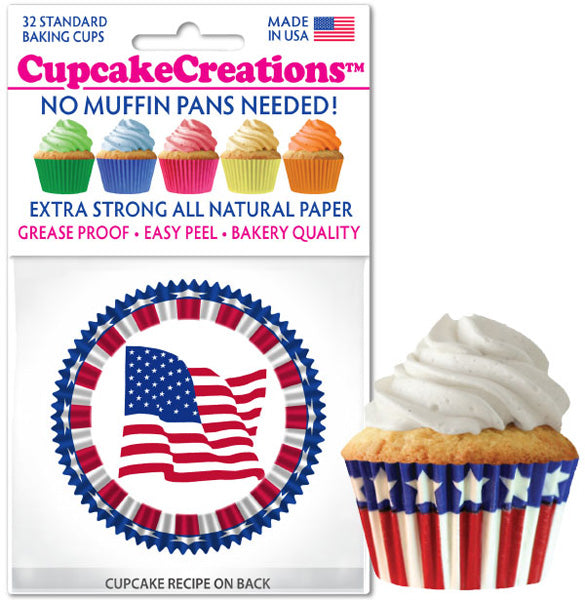 Baking Cups - Stars & Stripes American Flag Design 32/pkg