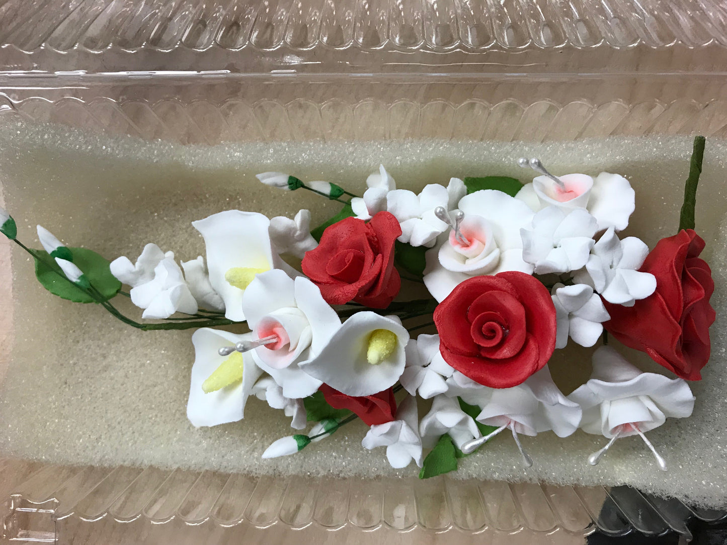 Rose & Calla Lily Spray Gum Paste Flowers 7" Long
