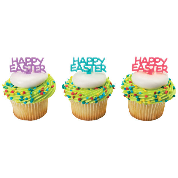 Easter Foil Lettered Cupcake Picks - 12 Pack