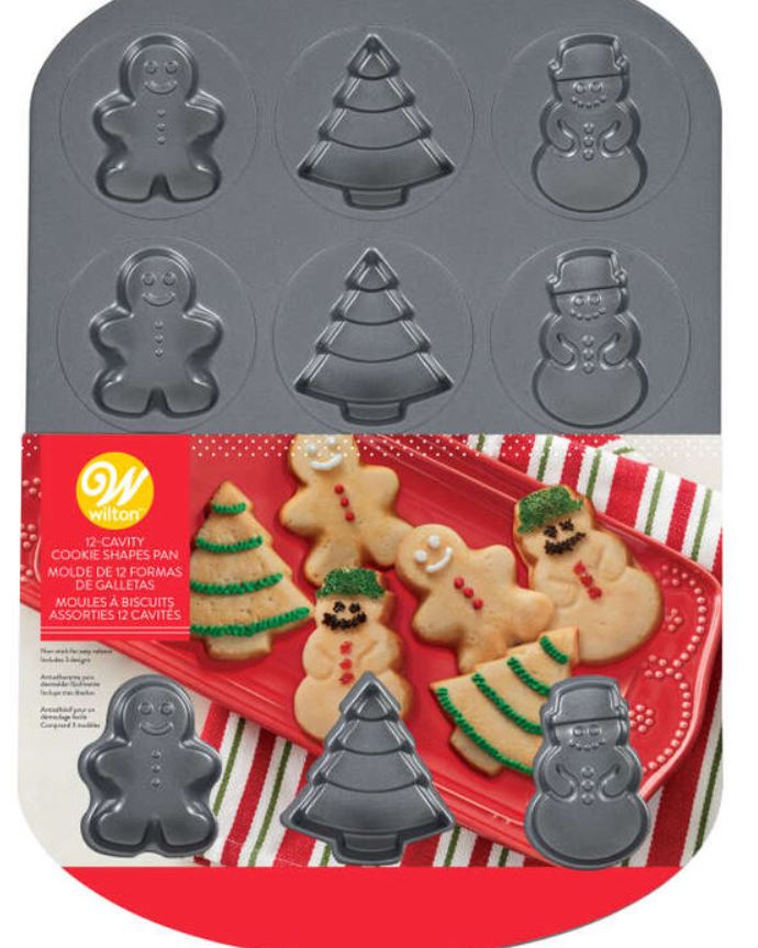 CHRISTMAS COOKIE PAN 12 Cavity Cookie Pan All Different Designs up to 2 1/2  17 X 11 Cookie Pan 