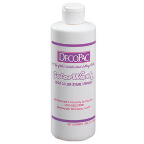 Bottle of Color Wash natural soap handwash for removing food color stains from skin, shown in a clean, brightly lit setting.