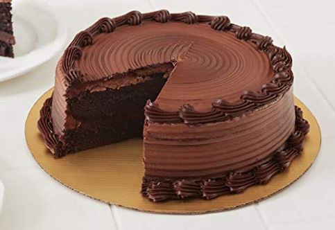 Elegant gold-laminated cake board, food-safe and biodegradable, available in 10-inch and 12-inch sizes.