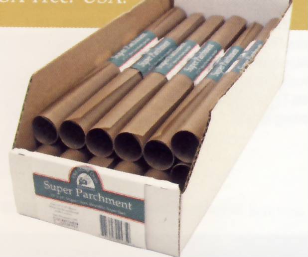 Display box of Super Teflon parchment paper rolls measuring 13" x 17", ideal for non-stick baking and confectionery work.