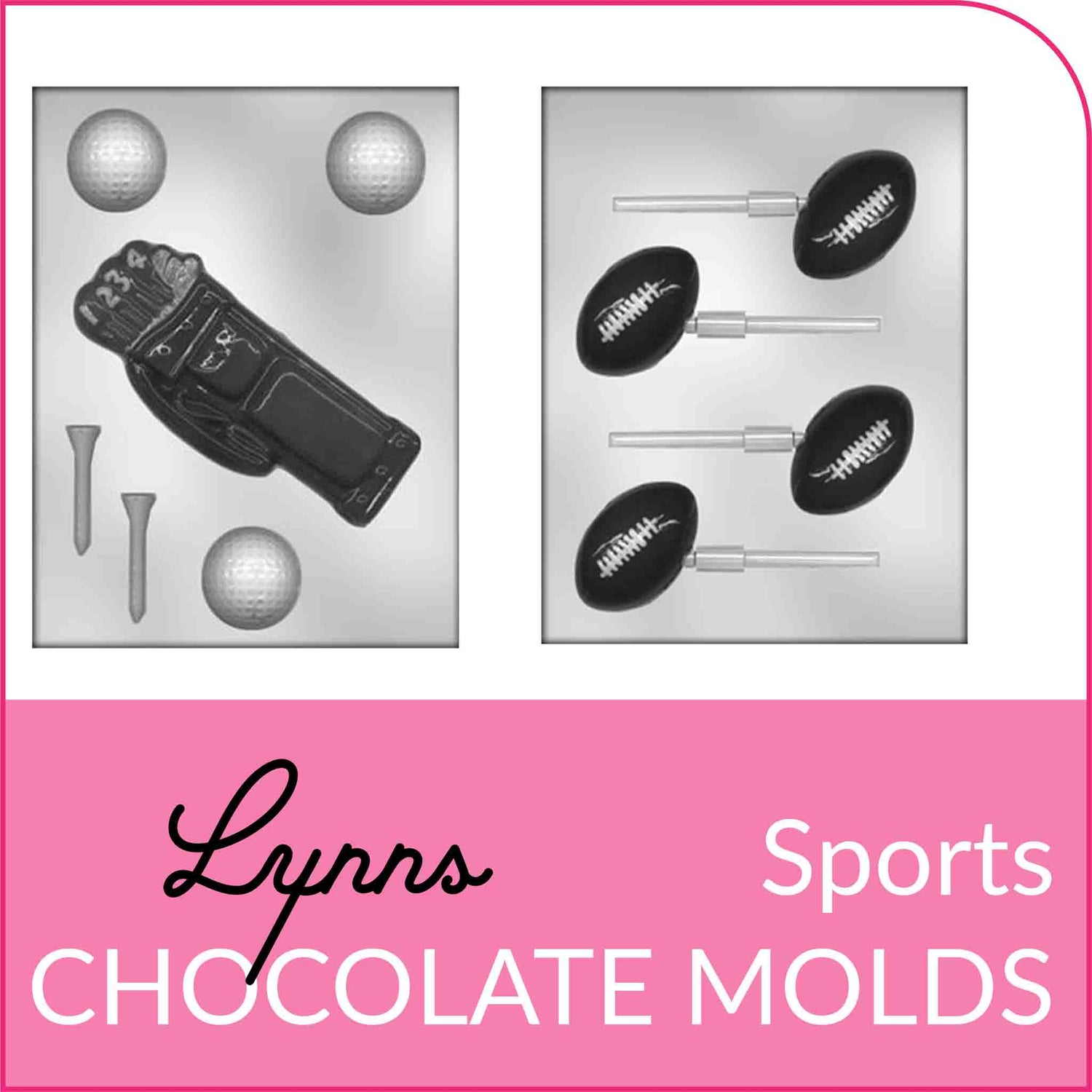 Sports themed Chocolate molds from Lynn's Cake, Candy, and Chocolate Supplies