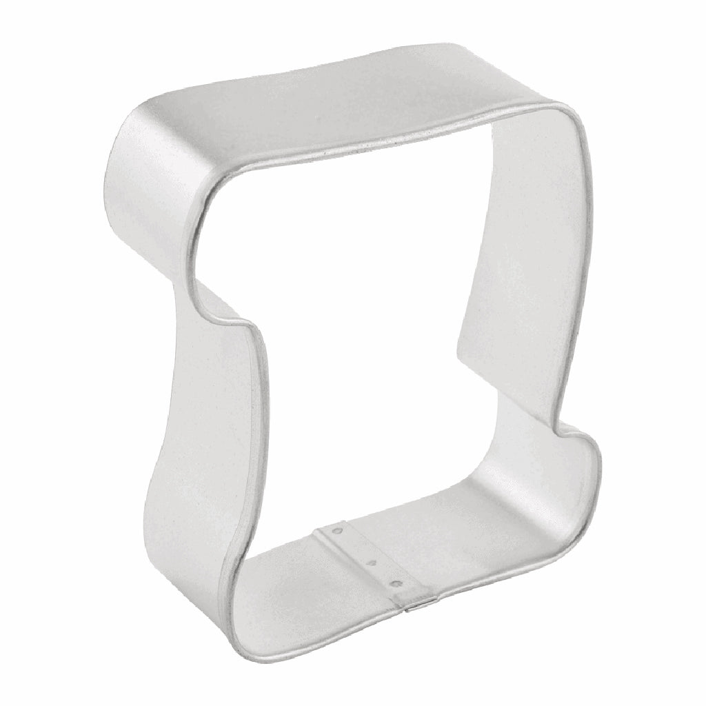 Angled side view of the scroll cookie cutter, showcasing its depth and sturdy construction.