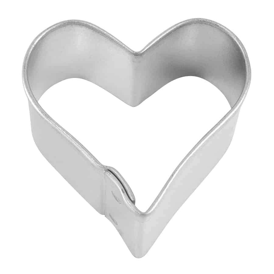 1.5-inch mini heart cookie cutter with a classic rounded heart shape, perfect for small treats and decorations.