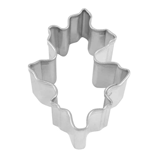 1.5-inch mini oak leaf cookie cutter with a detailed, wavy edge design for small treats.