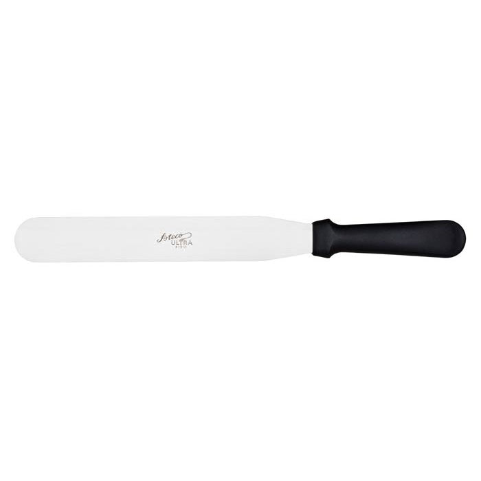 10-inch straight spatula with tapered stainless steel blade and plastic handle