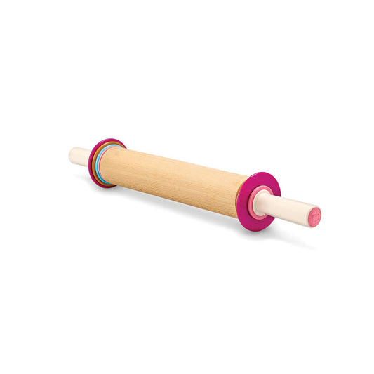 Adjustable rolling pin with colorful removable thickness guide rings