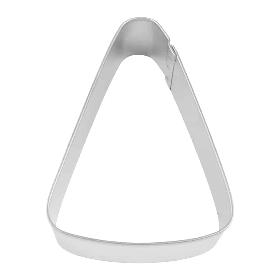 3.5-inch candy corn cookie cutter with a simple triangular shape, ideal for seasonal baking.