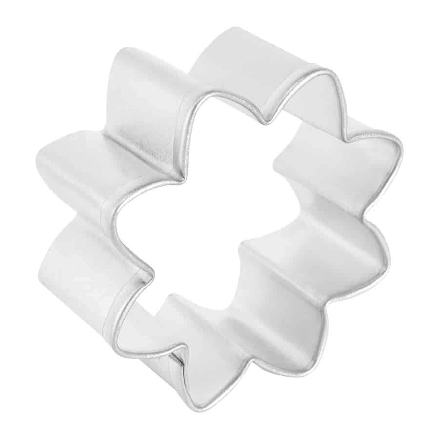 Side view of the 3.5-inch daisy cookie cutter showing its depth and durable construction.