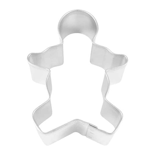 3.5-inch gingerbread boy cookie cutter made of durable metal, with a classic holiday shape.