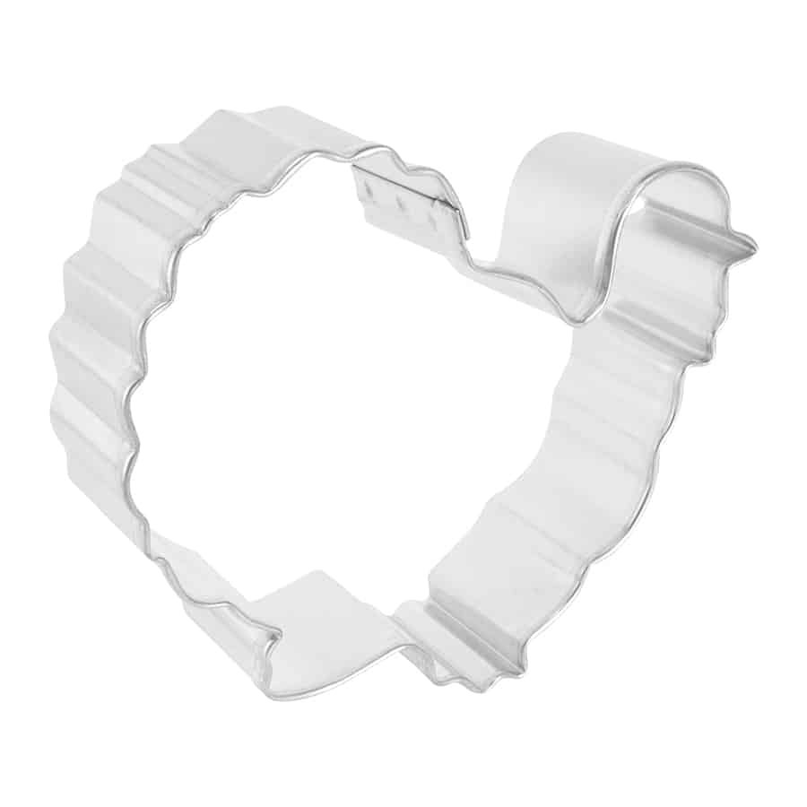 Side view of the turkey cookie cutter showcasing its sturdy tinplated steel build.