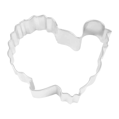 3.75-inch turkey-shaped cookie cutter with a gobbler design, perfect for Thanksgiving baking.