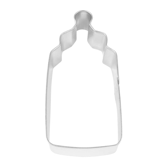 4-inch baby bottle cookie cutter made from durable metal with a classic baby bottle shape.