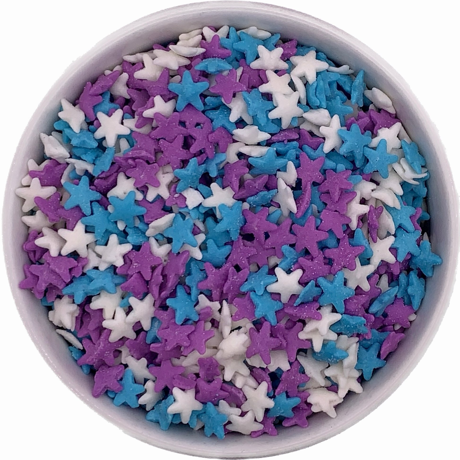 Blue, Purple, and White Star Shaped Sprinkles