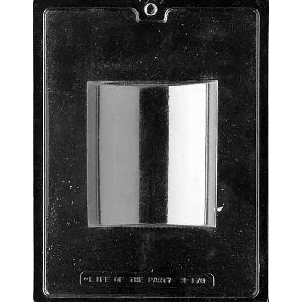 Single-cavity 5-inch loaf-shaped chocolate mold with a deep rectangular center and smooth sides, measuring approximately 5 x 4 3/8 x 2 inches