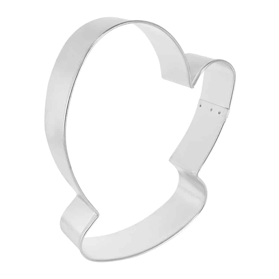 Side view of the 5-inch mitten cookie cutter, showing its clean edges and sturdy design.