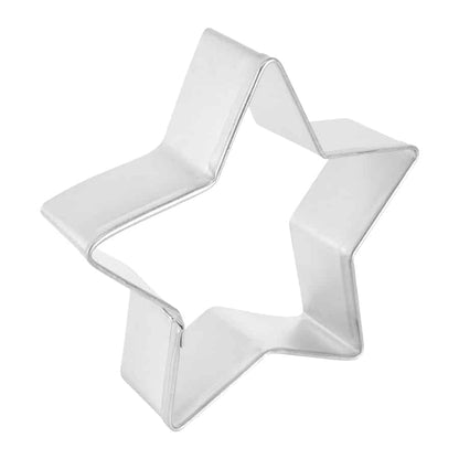 Angled side view of the star cookie cutter, highlighting its sturdy edges.