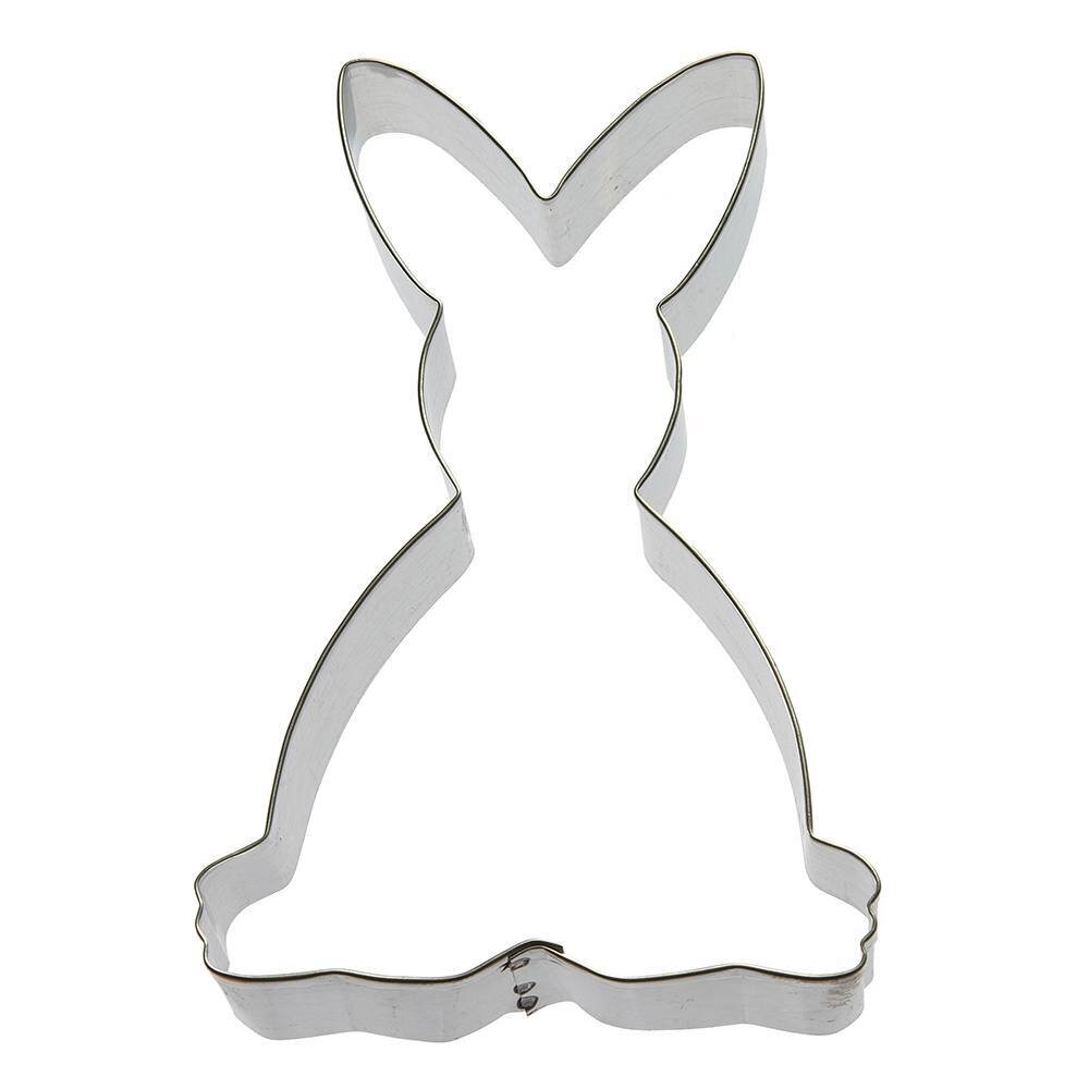 5.75-inch tin-plated bunny rabbit-shaped cookie cutter.