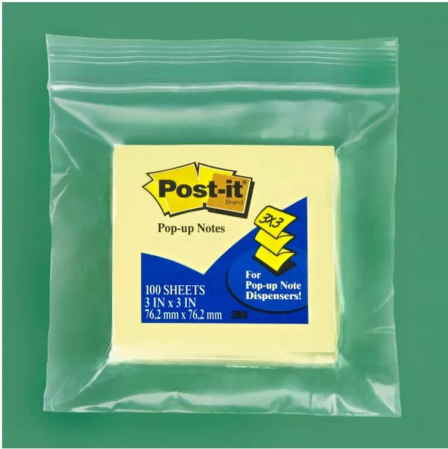 Clear 5x5-inch reclosable poly bag with a single-track zipper seal, designed for food storage, crafts, and organizing small items.