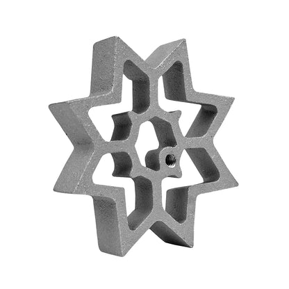 Side view of the 8-pointed star Timbale mold - Highlighting the mold’s depth and geometric star shape, emphasizing its sturdy cast aluminum construction.