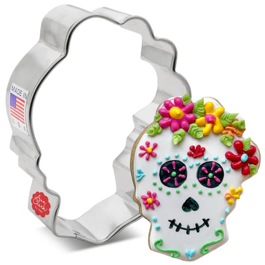 Day of the Dead Sugar Skull with Flowers Cookie Cutter