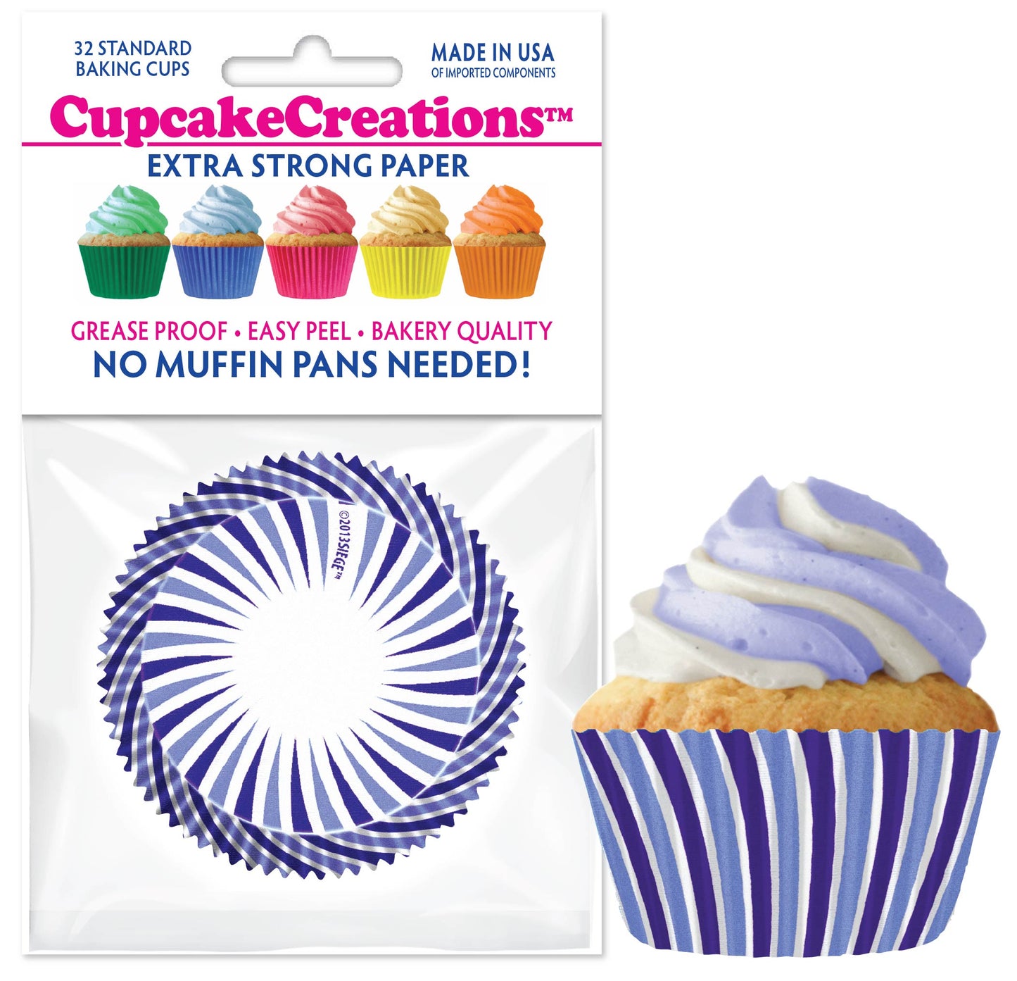 Blue Swirl Standard No Pan Baking Cups