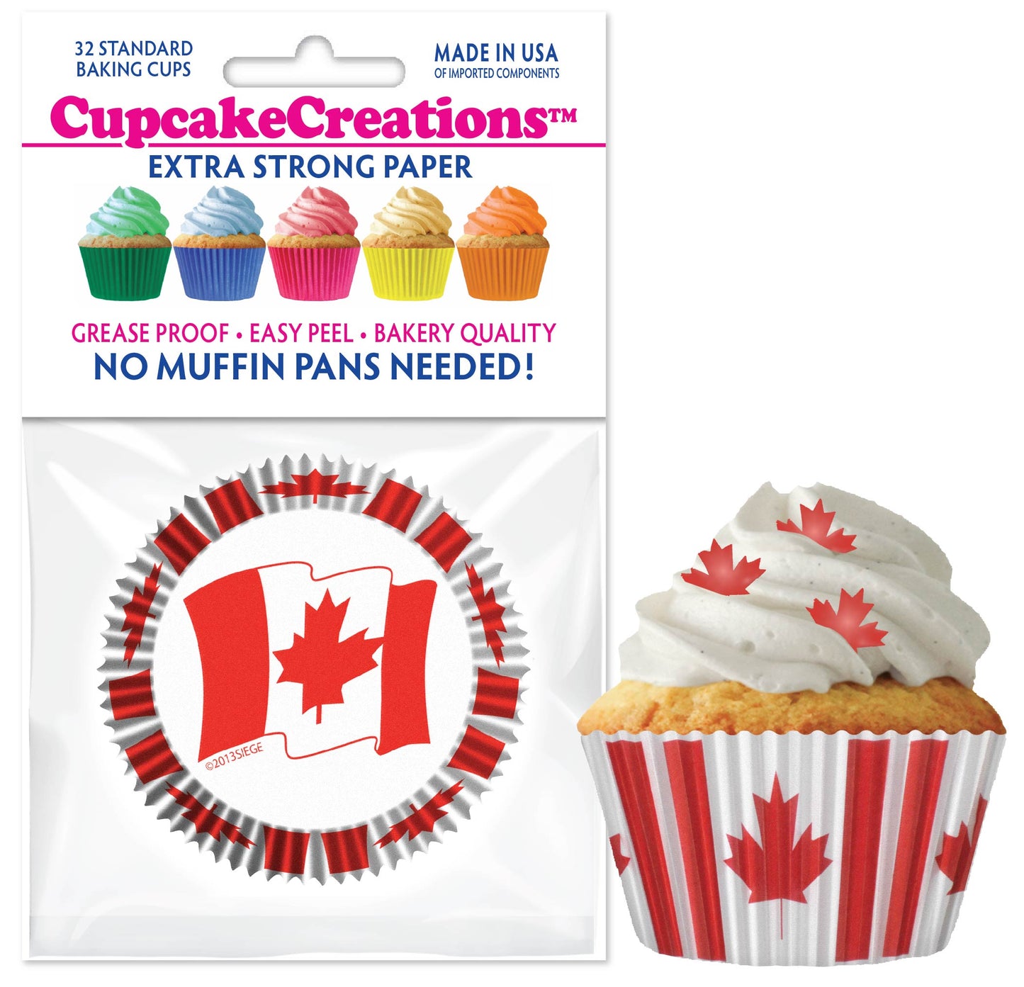 Canadian Flag Standard No Pan Baking Cups