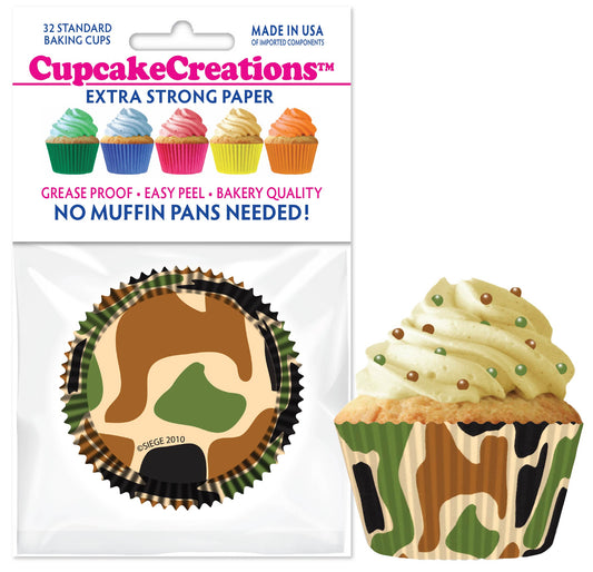 Camouflage Themed Standard No Pan Baking Cups