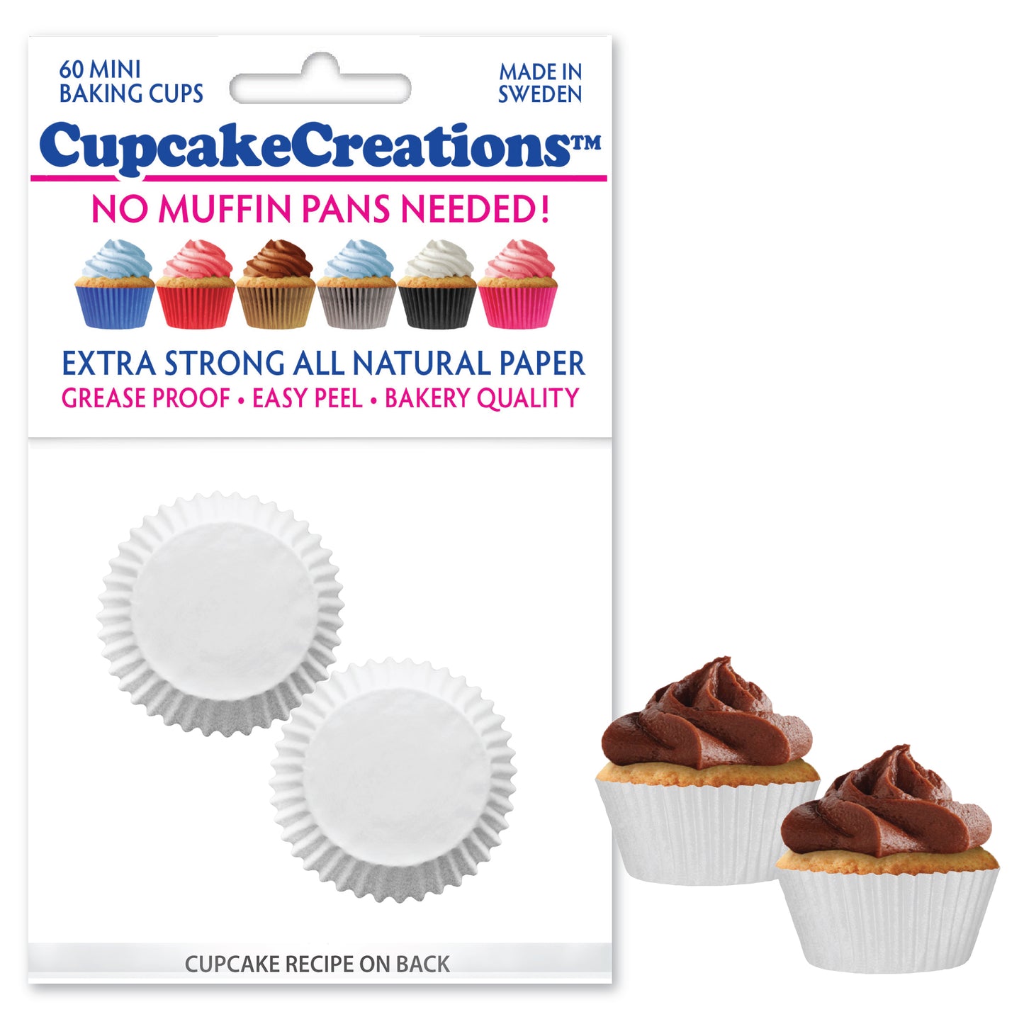 Solid White Colored Mini No Pan Baking Cups