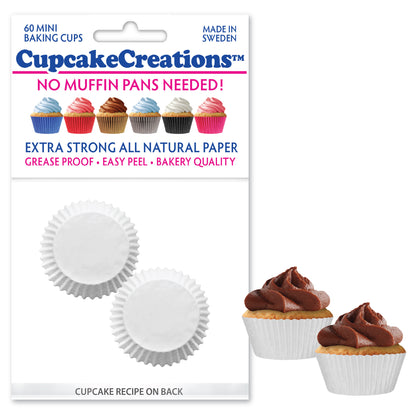 Solid White Colored Mini No Pan Baking Cups