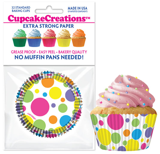 Rainbow Dots Standard No Pan Baking Cups