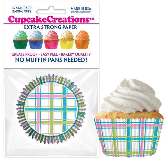 Pastel Plaid Standard No Pan Baking Cups