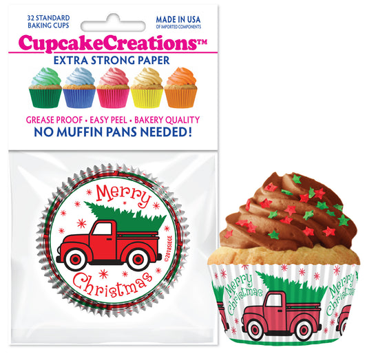 Christmas Tree and Red Truck Standard No Pan Baking Cups