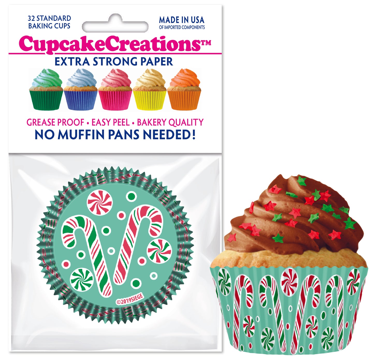 Candy Cane Themed Standard No Pan Baking Cups