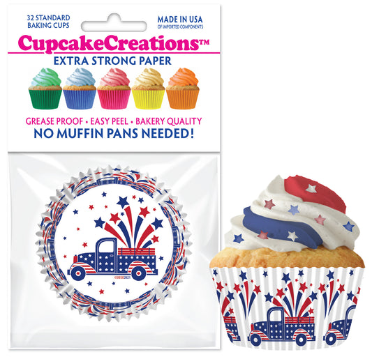 USA Truck Themed Standard No Pan Baking Cups