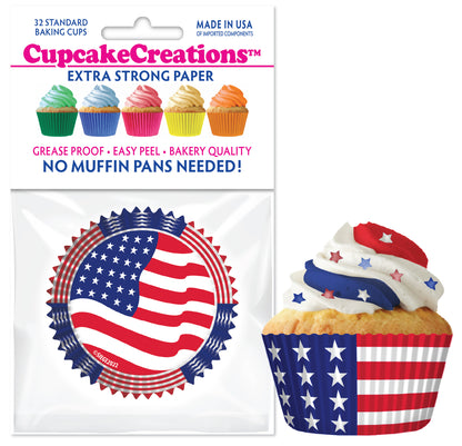 American Flag Standard No Pan Baking Cups