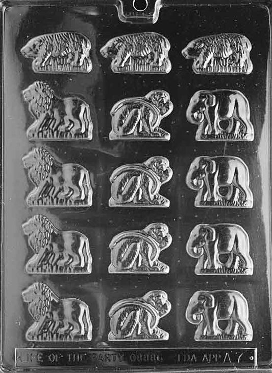Sheet with small animal cracker-style shapes, flat profiles with playful outlines.