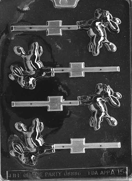 Lollipop mold featuring a side-view donkey head and shoulders with ear detail.